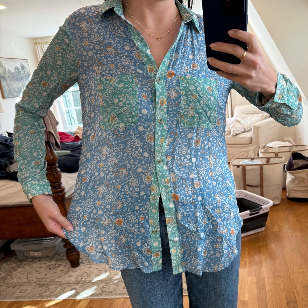 Pilcro Blue and green Patterned button down